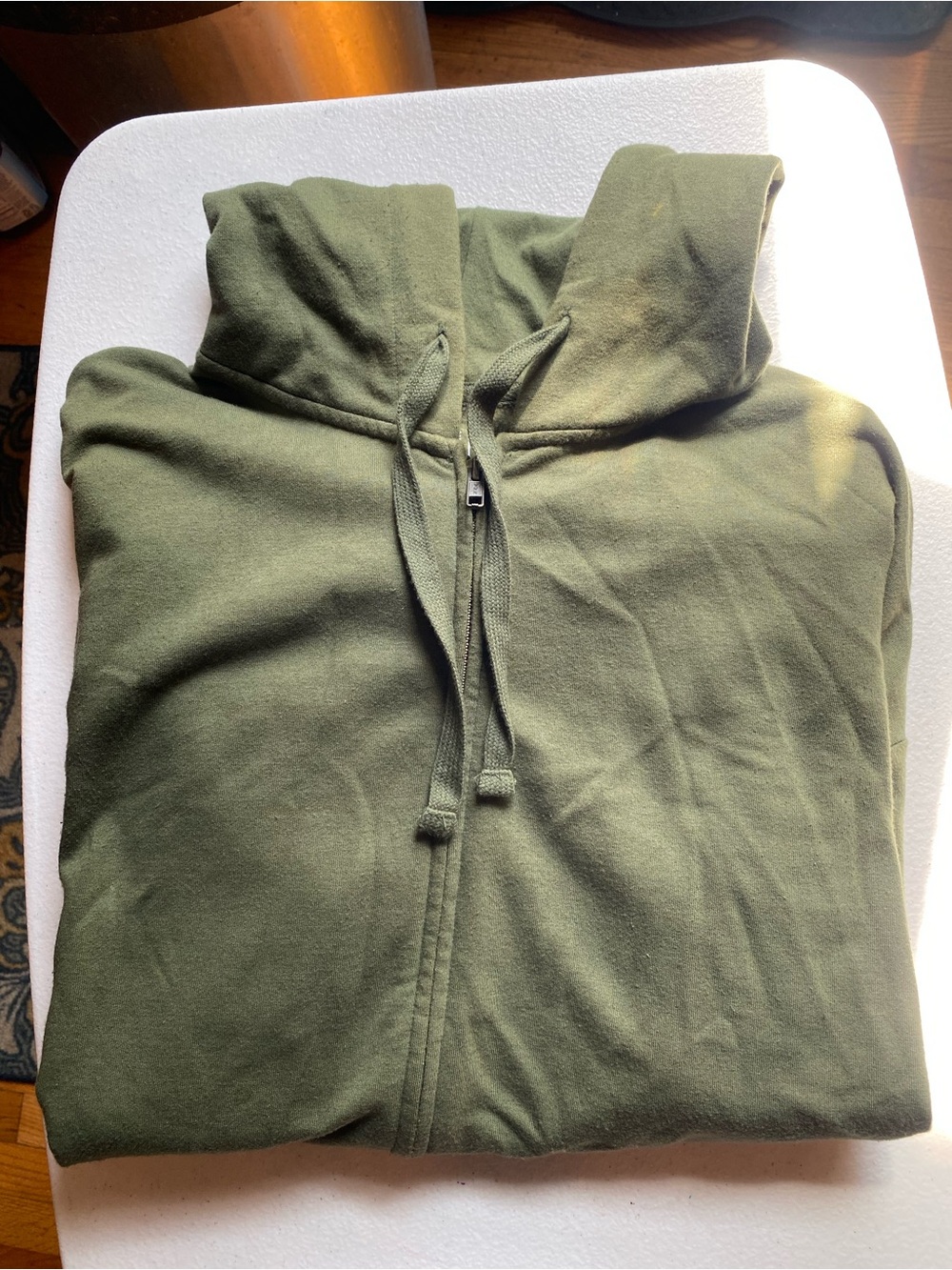 Olive Green Zip-Up Hoodie